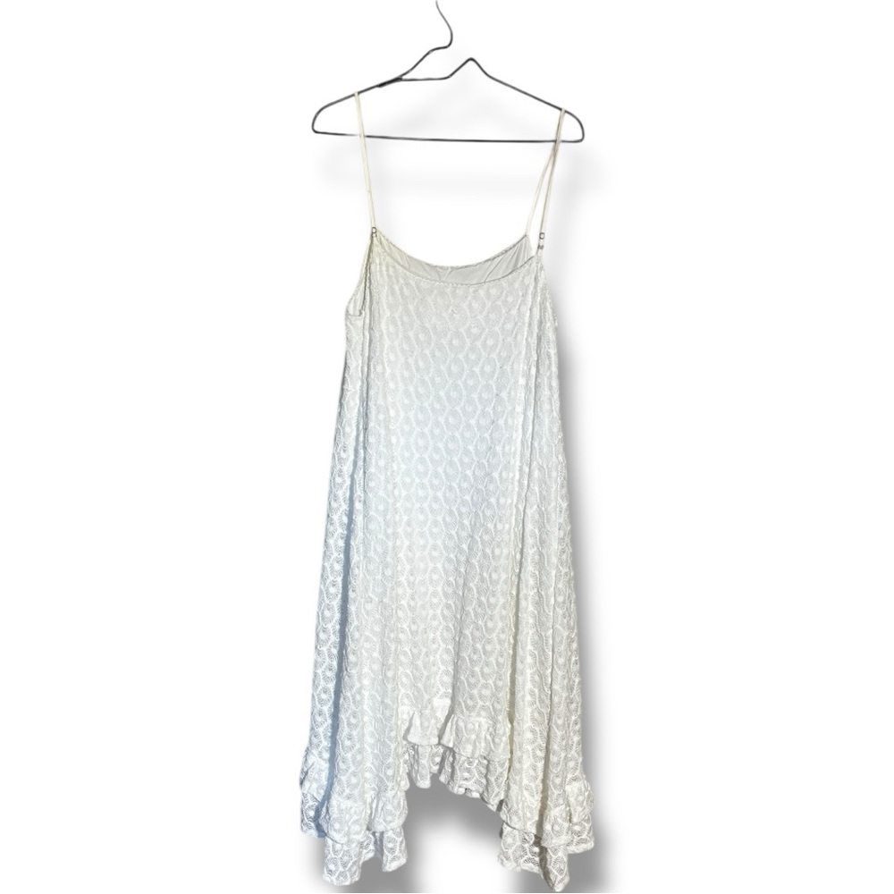 Anthropologie NEW Chic Asymmetrical White Lace Fully Lined Sleeveless Maxi Dress - Picture 15 of 16